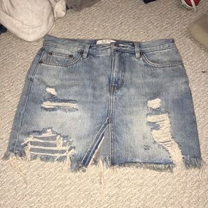 FREE PEOPLE - Ripped Blue Jean Skirt
